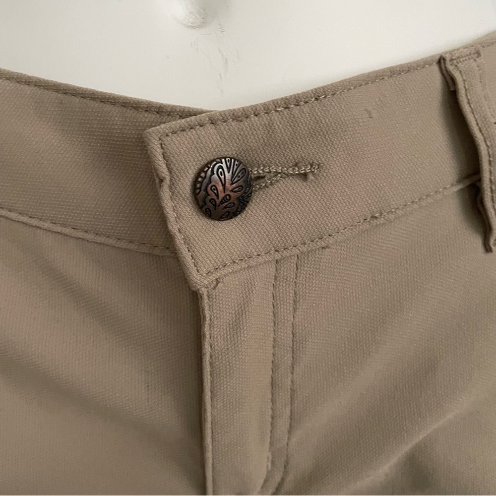 Brenna Fitted Mid Rise Skinny Moto Stretch Pants in Khaki Size 10 - Picture 4 of 12